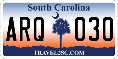 SC license plate ARQ030