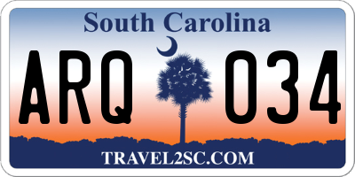 SC license plate ARQ034