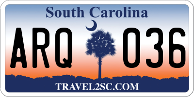 SC license plate ARQ036