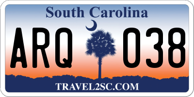 SC license plate ARQ038