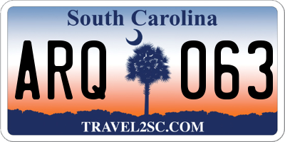 SC license plate ARQ063