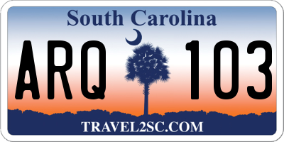 SC license plate ARQ103