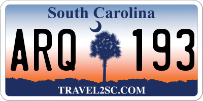 SC license plate ARQ193