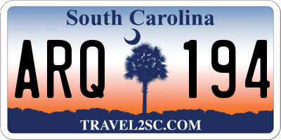 SC license plate ARQ194