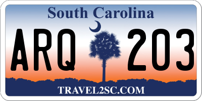 SC license plate ARQ203
