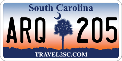 SC license plate ARQ205
