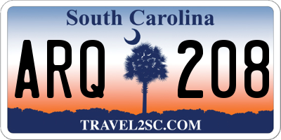 SC license plate ARQ208