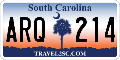 SC license plate ARQ214