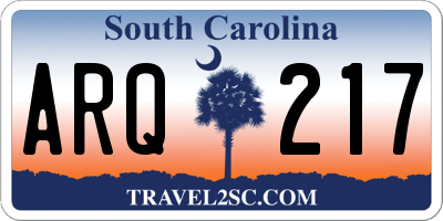 SC license plate ARQ217