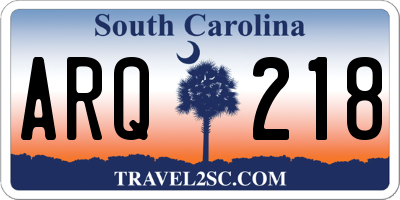 SC license plate ARQ218