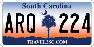 SC license plate ARQ224