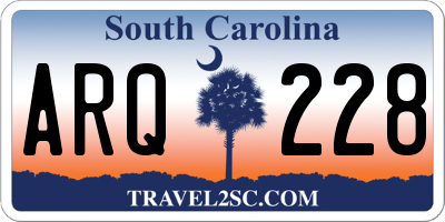 SC license plate ARQ228