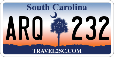 SC license plate ARQ232