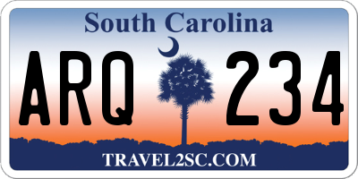 SC license plate ARQ234