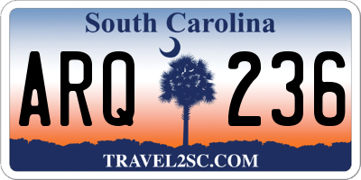 SC license plate ARQ236