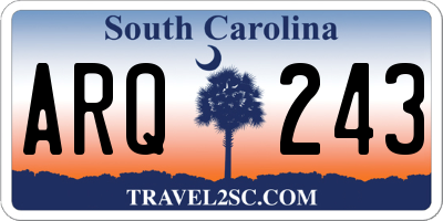 SC license plate ARQ243