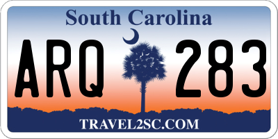SC license plate ARQ283