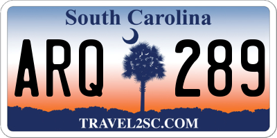 SC license plate ARQ289