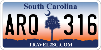 SC license plate ARQ316