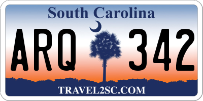 SC license plate ARQ342