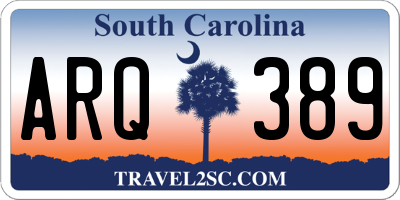 SC license plate ARQ389