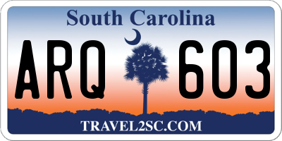 SC license plate ARQ603