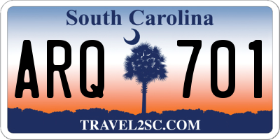 SC license plate ARQ701