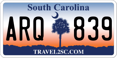 SC license plate ARQ839