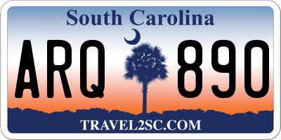 SC license plate ARQ890