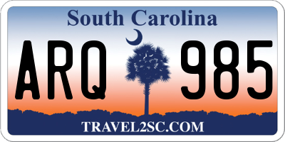 SC license plate ARQ985