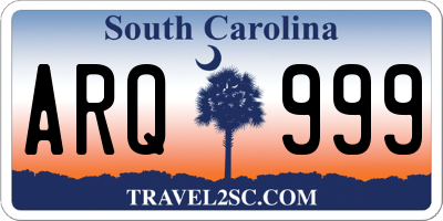 SC license plate ARQ999