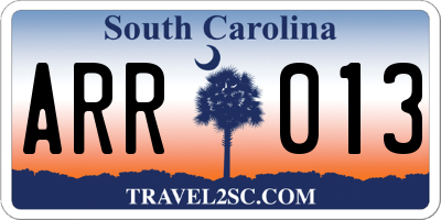 SC license plate ARR013