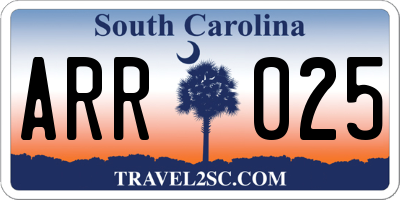 SC license plate ARR025