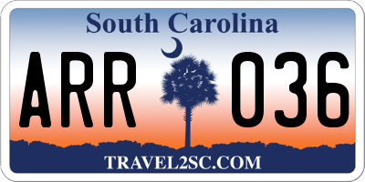 SC license plate ARR036