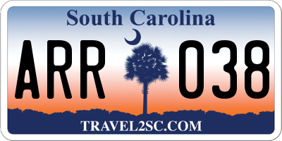 SC license plate ARR038