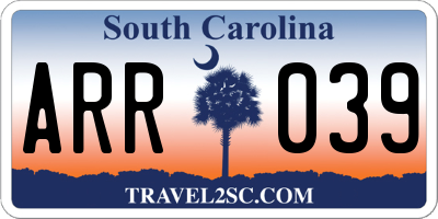 SC license plate ARR039