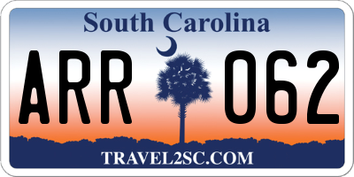 SC license plate ARR062