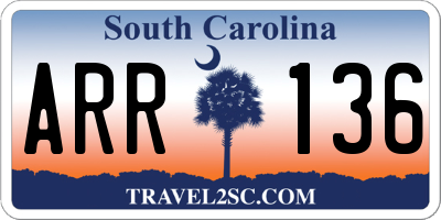 SC license plate ARR136
