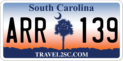 SC license plate ARR139