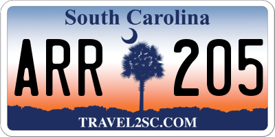 SC license plate ARR205