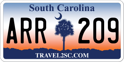 SC license plate ARR209