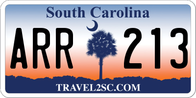 SC license plate ARR213