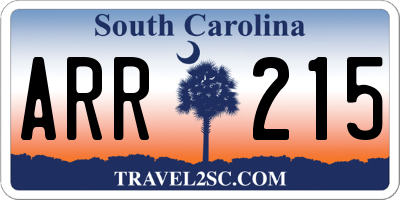 SC license plate ARR215