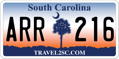 SC license plate ARR216