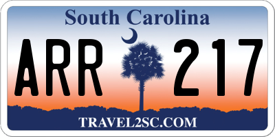 SC license plate ARR217
