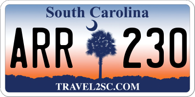 SC license plate ARR230