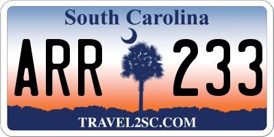 SC license plate ARR233
