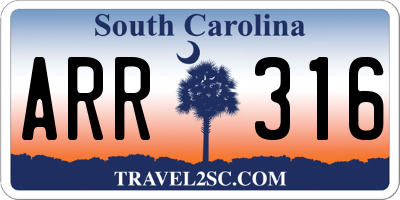 SC license plate ARR316