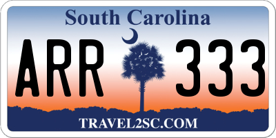 SC license plate ARR333