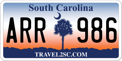 SC license plate ARR986